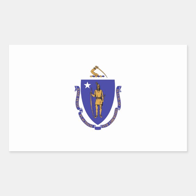 Rectangle sticker with Flag of Massachusetts (Front)