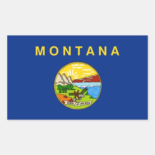 Rectangle sticker with Flag of Montana, U.S.A. (Front)