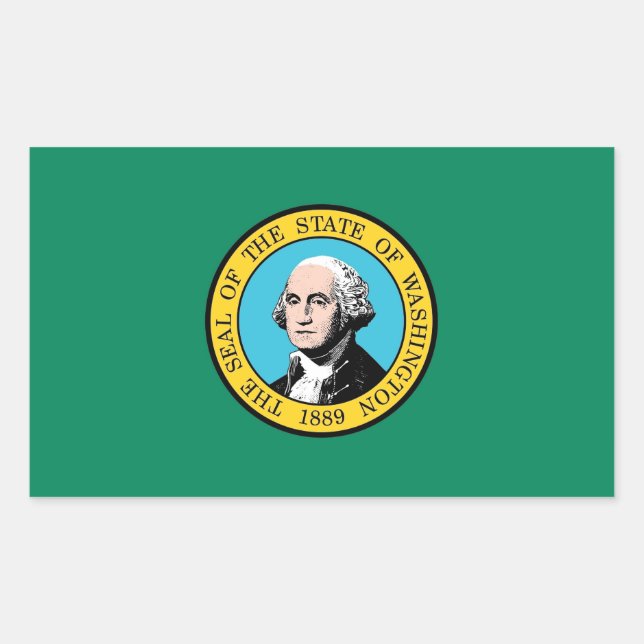 Rectangle sticker with Flag of Washington State (Front)