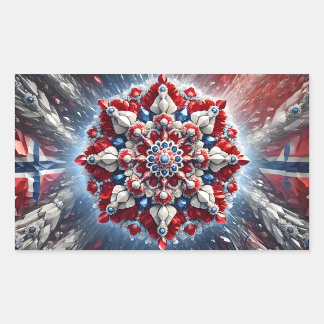 Rectangle sticker with Norwegian Colours (Front)