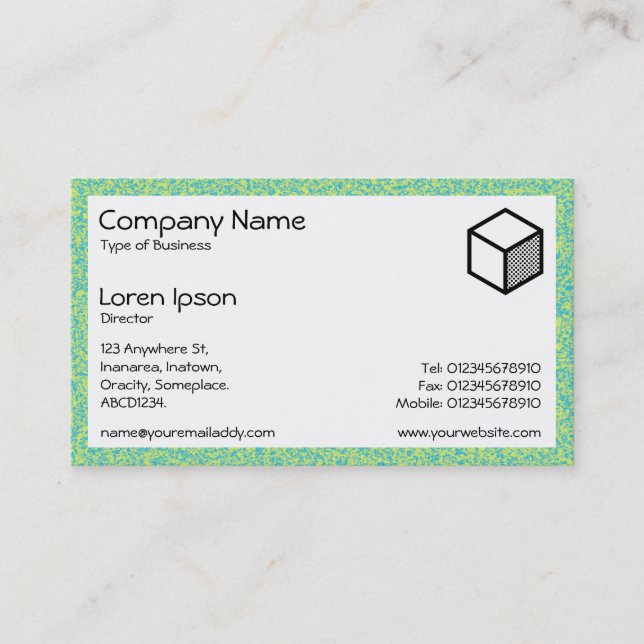 Rectangle - Yellow Green and Blue Stipple Business Card (Front)