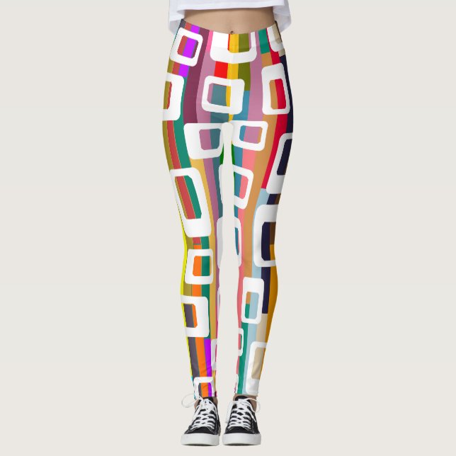 Rectangles and Stripes  Leggings (Front)