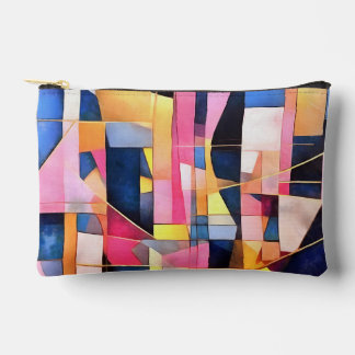 Rectangles and Triangles Geometric Abstract Accessory Pouch