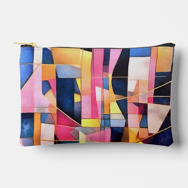 Rectangles and Triangles Geometric Abstract Accessory Pouch (Front)