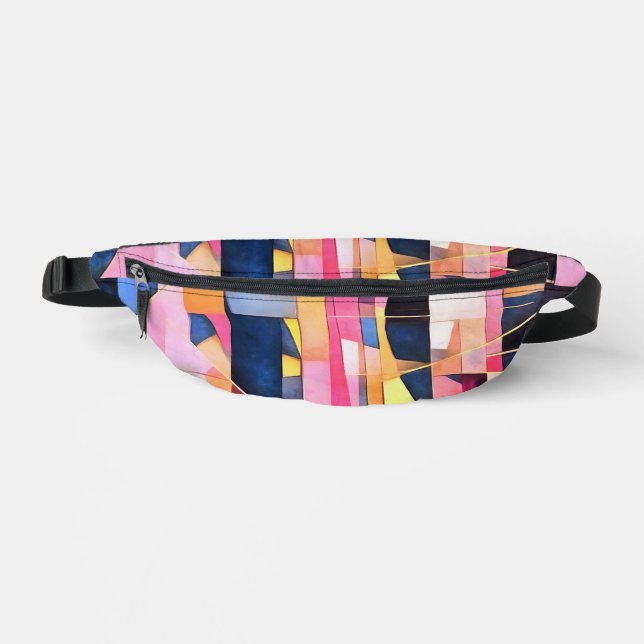Rectangles and Triangles Geometric Abstract Bum Bags (Front)