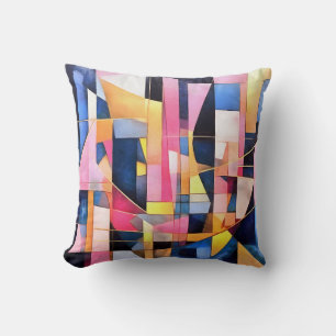 Rectangles and Triangles Geometric Abstract Cushion