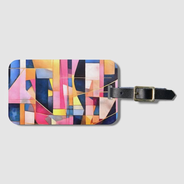 Rectangles and Triangles Geometric Abstract Luggage Tag (Front Horizontal)