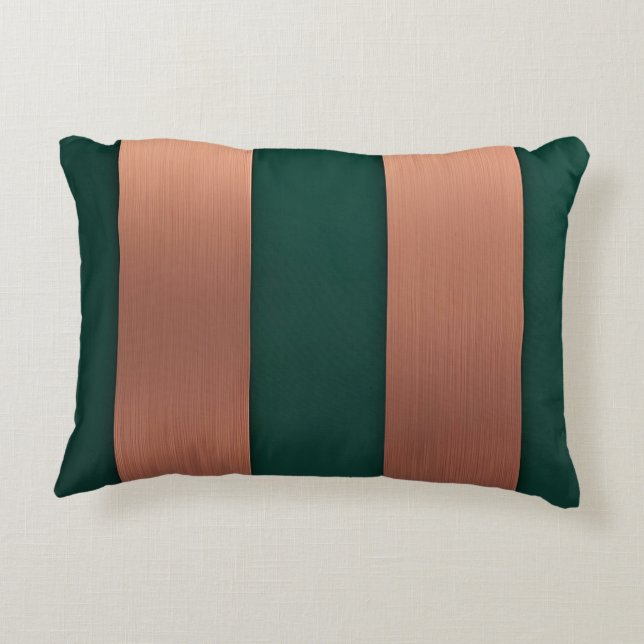 Rectangles Copper Green AI art  Decorative Cushion (Back)