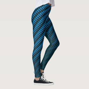 Rectangles Geometric Pattern Black and Blue Ombre Leggings