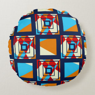 Rectangles of colorful pieces. Trendy seamless pat Round Cushion