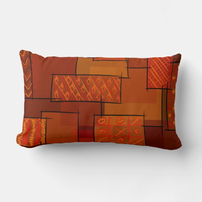 Rectangles, patchwork pattern, doodle. Scrap quilt Lumbar Cushion (Front)