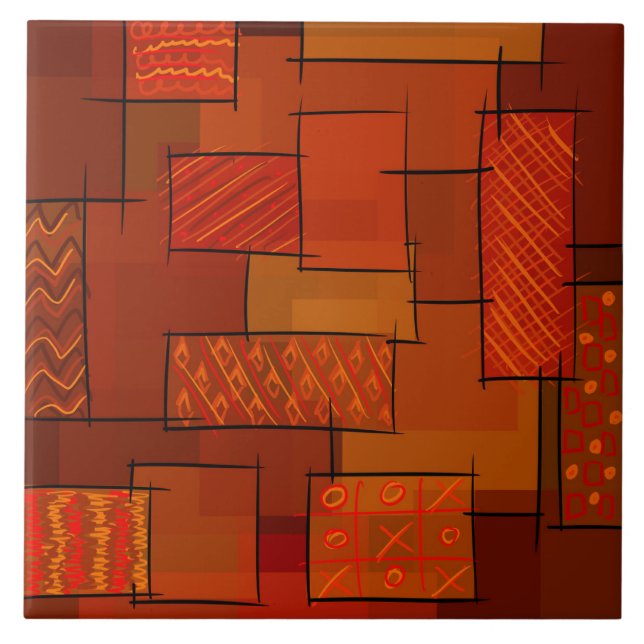 Rectangles, patchwork pattern, doodle. Scrap quilt Tile (Front)