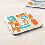 Rectangles Pattern Atomic Era Mid Century Modern Coaster<br><div class="desc">Add a pop of colour to your coffee table with this funky rectangles and ovals coaster set. It features the bright and bold colours turquoise,  orange,  cream,  and white.</div>