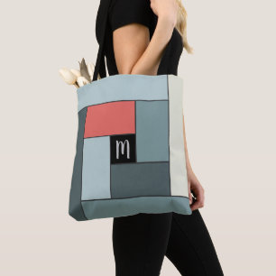 Rectangles Pattern (ver6) with Custom Monogram Tote Bag