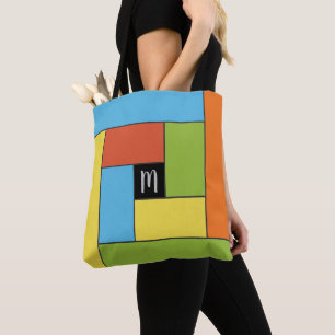 Rectangles Pattern (ver8) with Custom Monogram Tote Bag