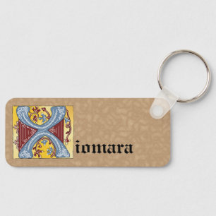 Rectangular Blue and Red Ivy Illuminated Letter X Key Ring