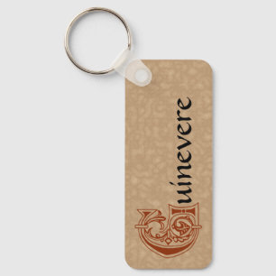 Rectangular Botanical Decorative Capital G Key Ring