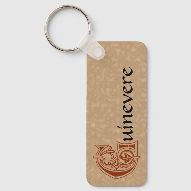 Rectangular Botanical Decorative Capital G Key Ring (Front)