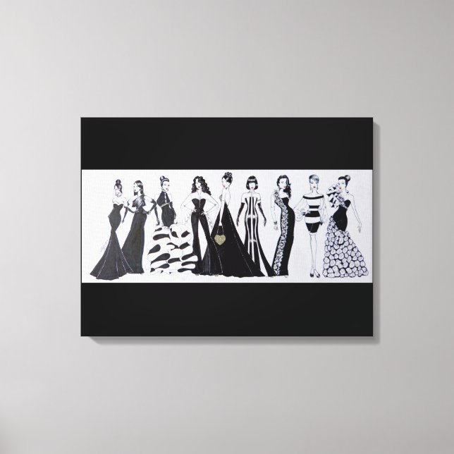 Rectangular canvas Blk & Wht Fashion Print (Front)