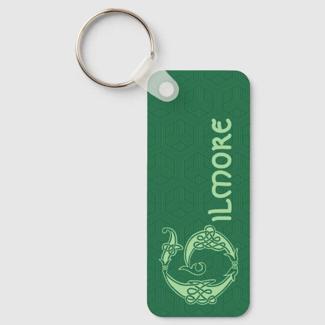 Rectangular Celtic Knot Decorative Capital G Key Ring (Front)
