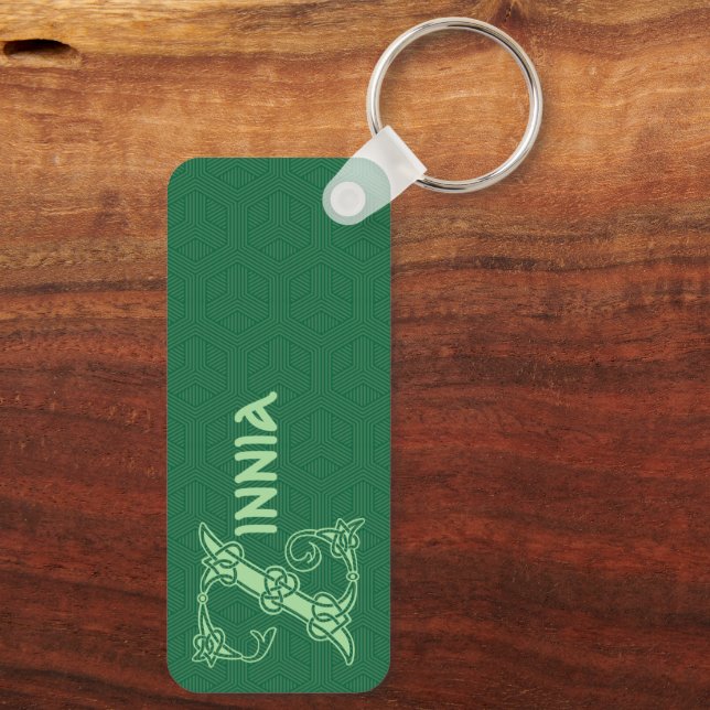 Rectangular Celtic Knot Decorative Capital Z Key Ring (Back)