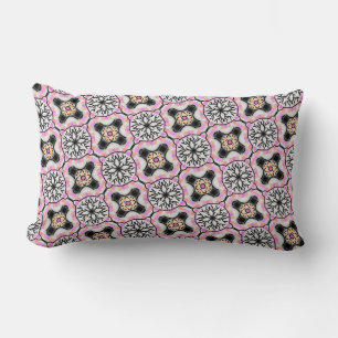 Rectangular cushion decorated in pink, white and b