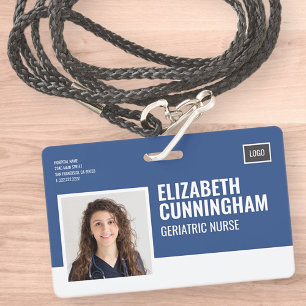 Rectangular Logo Nurse Photo Barcode ID Horizontal ID Badge