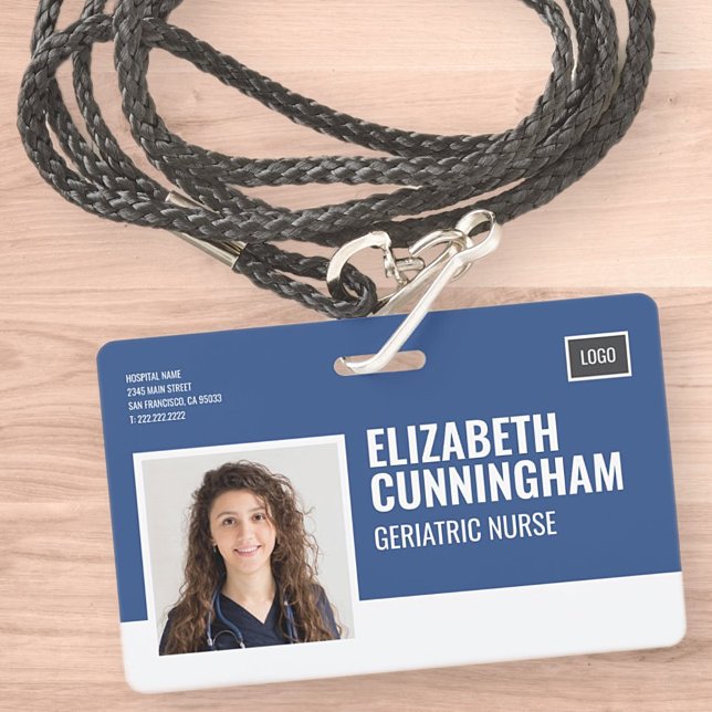 Rectangular Logo Nurse Photo Barcode ID Horizontal ID Badge (Creator Uploaded)
