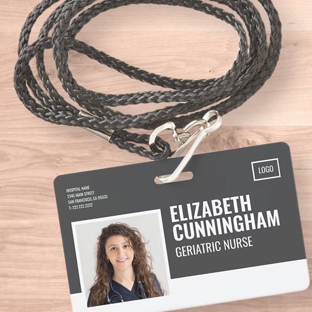 Rectangular Logo Nurse Photo Barcode ID Horizontal ID Badge (Creator Uploaded)