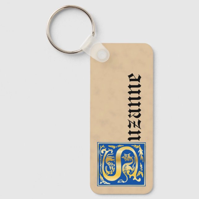 Rectangular Mythic Creatures Decorative Capital S Key Ring (Front)