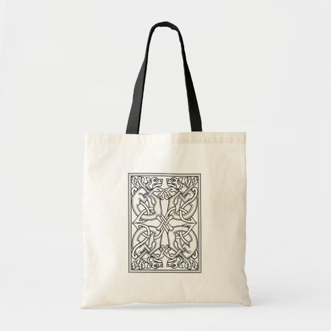 Rectangular pattern black and white tote bag (Front)