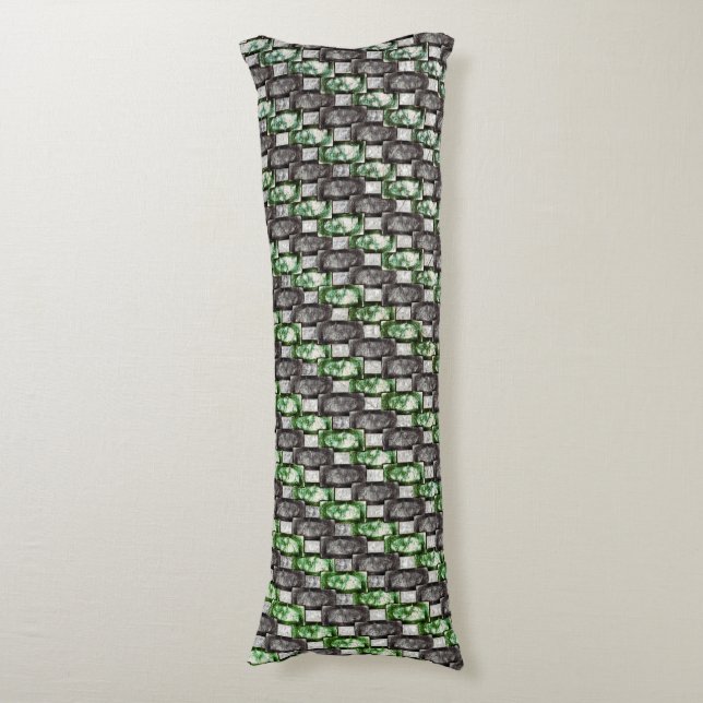 Rectangular pieces carved and stained, grey green body cushion (Front Vertical)