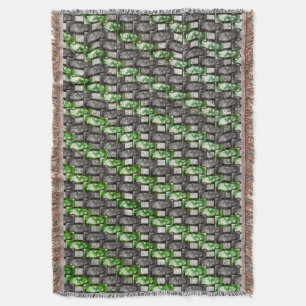 Rectangular pieces carved and stained, grey green throw blanket