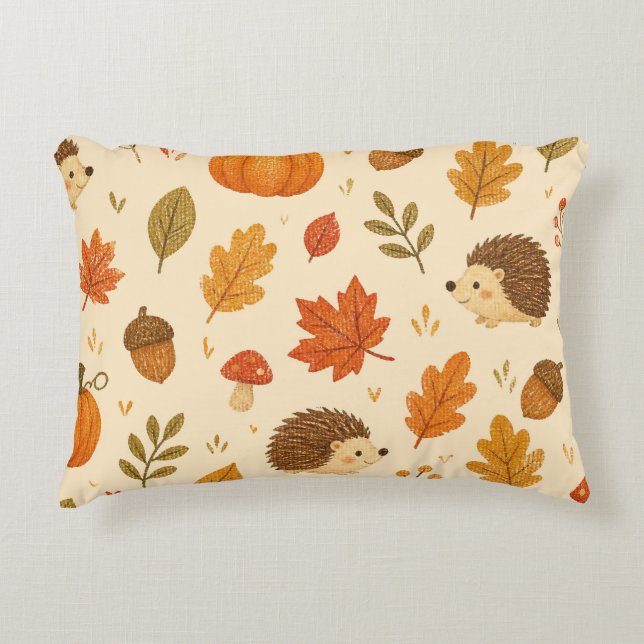 Rectangular pillow with autumn print (Front)