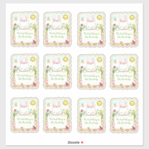 Rectangular Pink Bunny Bookplates