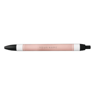 Rectangular Pink Rose Gold Powder Metallic Black Black Ink Pen