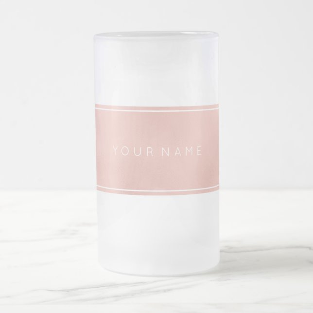 Rectangular Pink Rose Gold Powder Metallic Frosted Glass Beer Mug (Center)