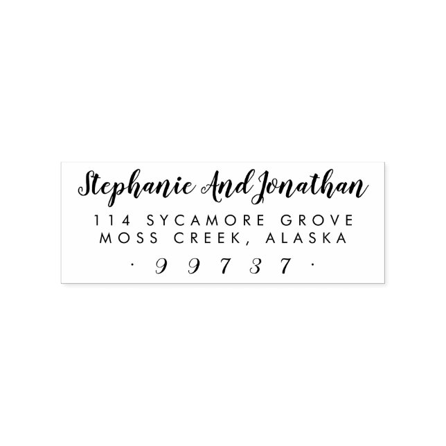 Rectangular Rustic Wedding Script Return Address Rubber Stamp (Imprint)