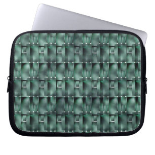 Rectangular shapes in dark and spotted green laptop sleeve