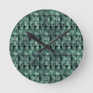 Rectangular shapes in dark and spotted green round clock