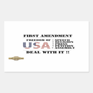 rectangular sticker  "FIRST AMENDMENT"