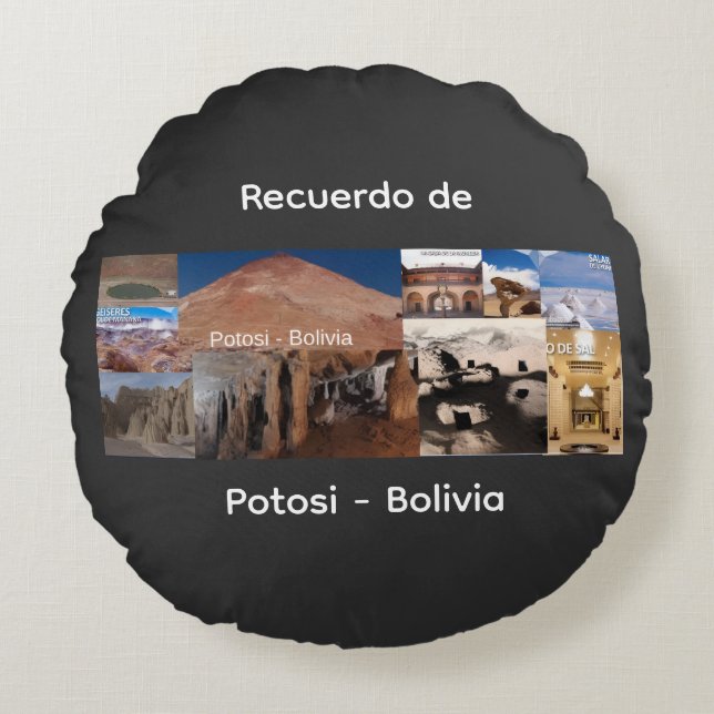 Recuerdo de Potosi Bolivia Round Cushion (Front)