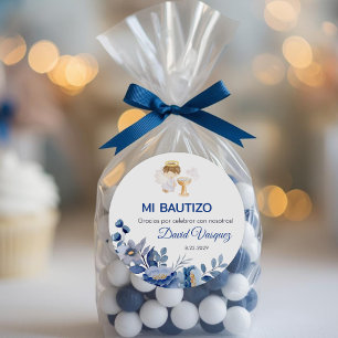 Recuerdos Bautizo Boy Angel Baptism Favours Gifts Classic Round Sticker