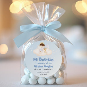 Recuerdos Bautizo Cute Baptism First Year Favours Classic Round Sticker