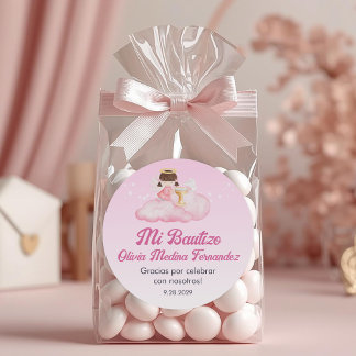 Recuerdos Bautizo Girl Angel Baptism Favours Gift Classic Round Sticker