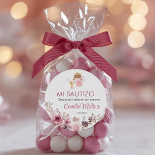 Recuerdos Bautizo Girl  Angel Baptism Favours Gift Classic Round Sticker