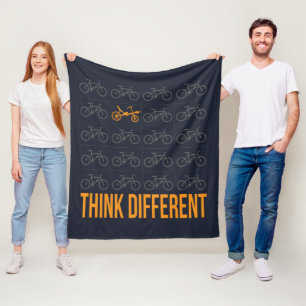 Recumbent Bike Cyclist Think Different Fleece Blanket