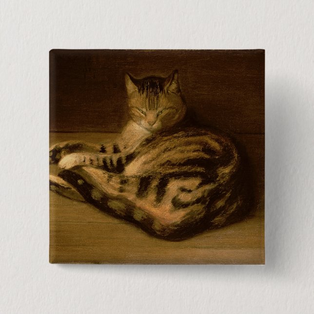 Recumbent Cat, 1898 15 Cm Square Badge (Front)