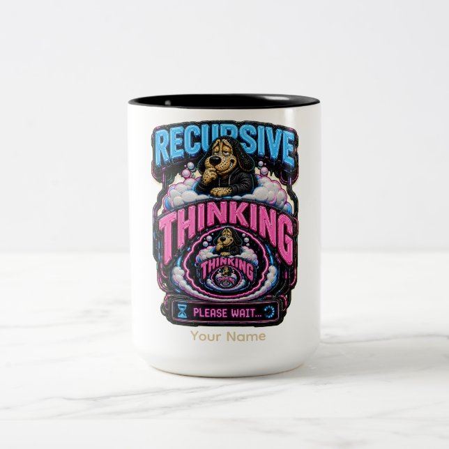 Recursive Thinking Personalised Funny Overthinking Two-Tone Coffee Mug (Center)