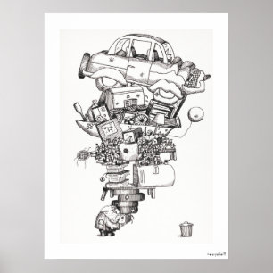 Recycle (1970) vintage illustrated poster